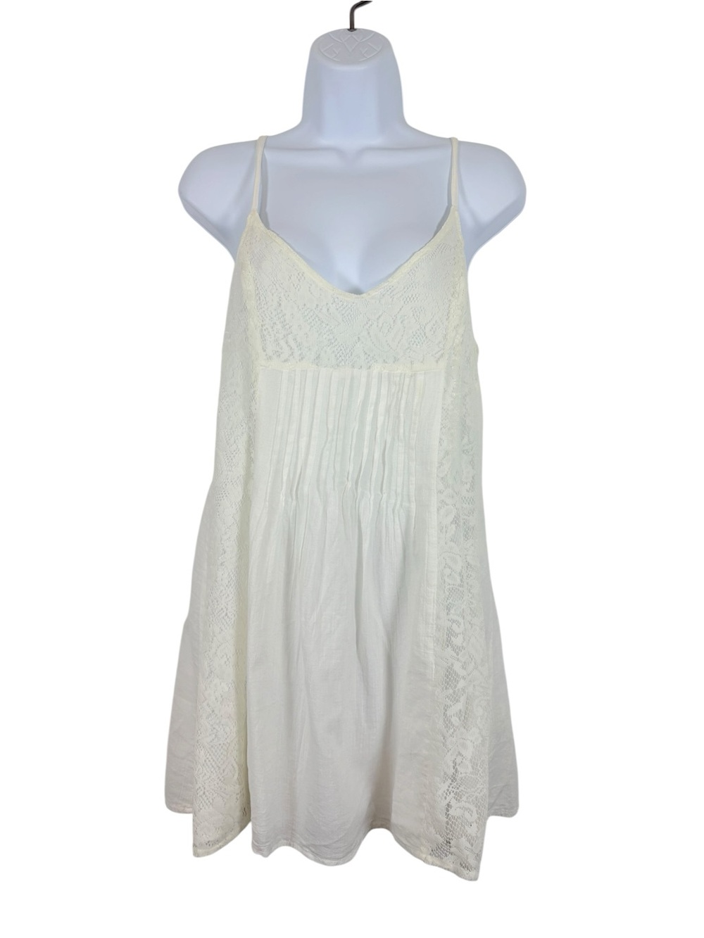 Hollister White Lace Swing Cami Dress Size Large Boho Babydoll Mini